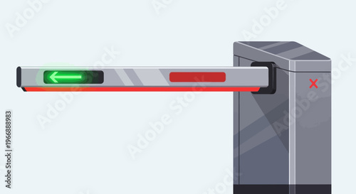Modern Automatic Barrier Gate with Green Arrow Direction Indicator