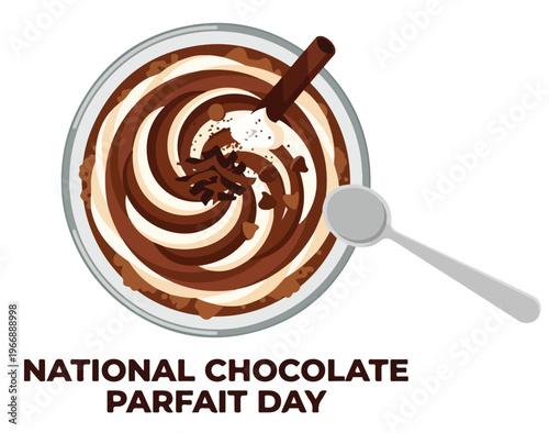 Chocolate Parfait Dessert with Spoon.