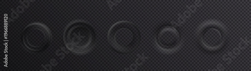 A collection of glass elements or embossed frames that create a subtle effect of depth through transparency and soft shadows.