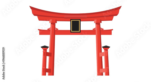Traditional Japanese Red Torii Gate Vector Illustration
