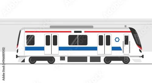 Modern Subway Train Carriage Flat Vector Illustration