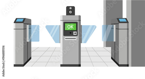 Modern Subway Turnstile Gate with Electronic Access Control System