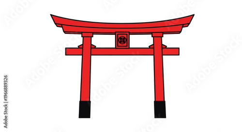 Red Torii Gate Illustration Traditional Japanese Shrine Entrance