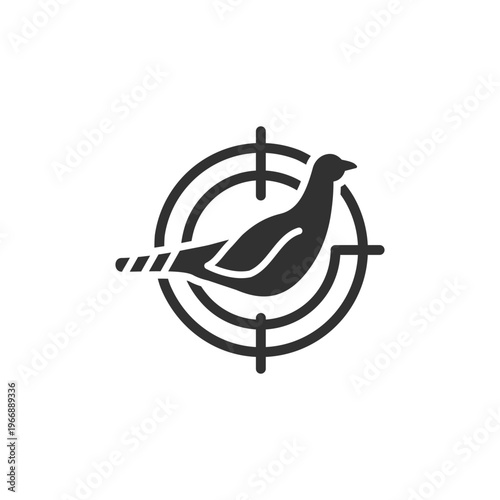 Bird target shooting icon. Hunting aim and wildlife target concept. Monochrome black and white symbol