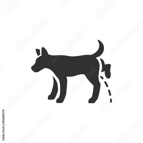 Dog marking territory icon. Animal behavior and pet marking concept. Monochrome black and white symbol