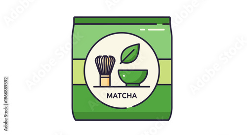 Matcha Green Tea Powder Packaging Icon