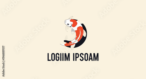 Minimalist Koi Fish Logo Design Concept