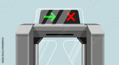 Modern Turnstile Gate with Access Control Arrow and Cross Sign