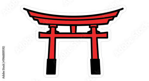 Red Torii Gate Illustration Japanese Shinto Shrine Symbol