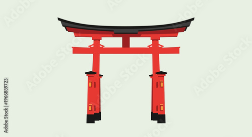 Traditional Japanese Torii Gate Illustration