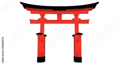 Traditional Japanese Torii Gate Illustration