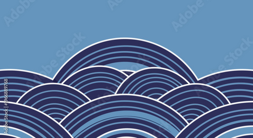 Traditional Japanese Wave Pattern Vector Illustration