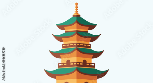 Vector Illustration of a Traditional Asian Pagoda Tower