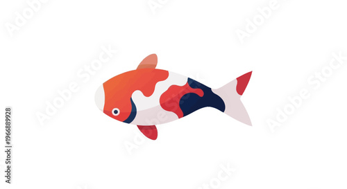 Flat Vector Illustration of a Colorful Koi Fish