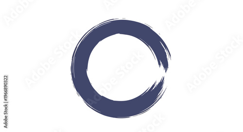 Minimalist Blue Brush Stroke Enso Circle Symbol
