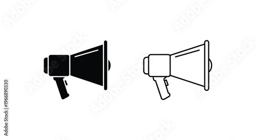 two megaphones one filled and one outlined Vector