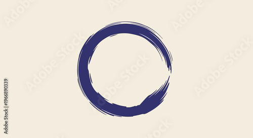 Minimalist Blue Enso Circle Hand Drawn Brush Stroke