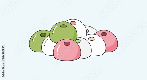 Cute Cartoon Mochi Rice Cakes Illustration