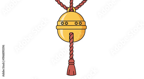 Traditional Japanese Suzu Bell with Red Cord and Tassel