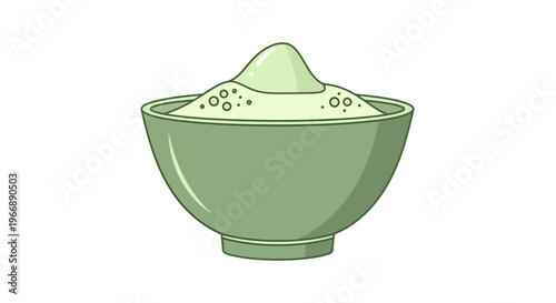 Illustration of a bowl filled with green matcha powder