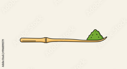 Chashaku Bamboo Scoop with Matcha Green Tea Powder