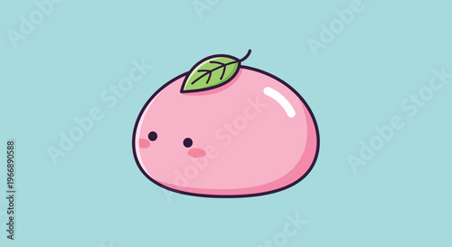 Cute Kawaii Peach Mochi Character Illustration