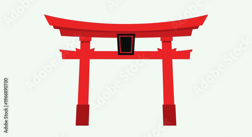 Red Torii Gate Illustration Japanese Shinto Shrine Entrance