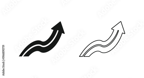 two arrows pointing upwards with wavy lines Vector