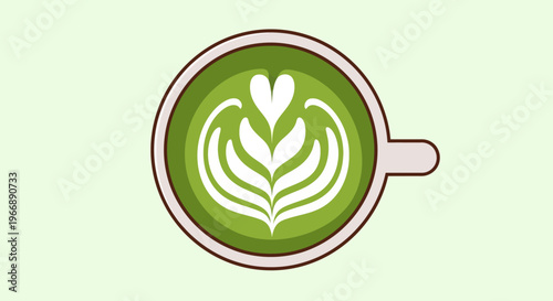 Matcha Green Tea Latte with Heart Latte Art