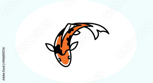 Simple Minimalist Koi Fish Illustration Icon