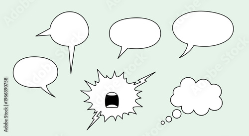 Set of Hand Drawn Comic Speech Bubbles and Thought Clouds