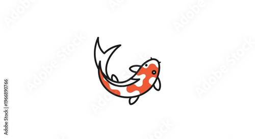 Minimalist Cute Koi Fish Illustration