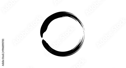 Black Ink Enso Circle Hand Drawn Brush Stroke