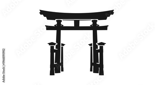 Japanese Torii Gate Silhouette Icon
