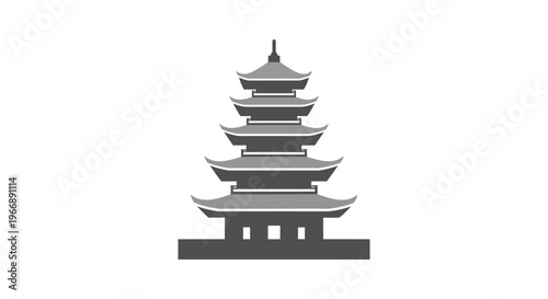 Minimalist Japanese Pagoda Icon Vector Illustration