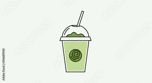 Green Matcha Frappe Drink Illustration