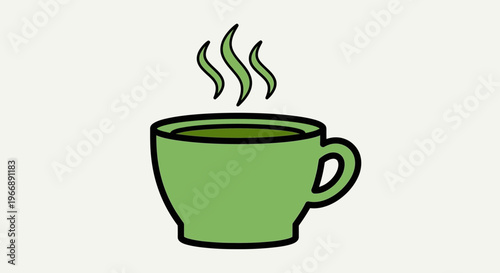 Simple Green Tea Cup Illustration with Steam