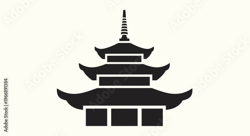 Minimalist Japanese Pagoda Temple Icon Vector Illustration