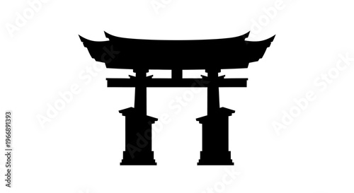 Japanese Torii Gate Silhouette Icon
