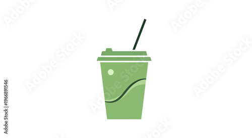 Minimalist Green Takeaway Coffee Cup Icon