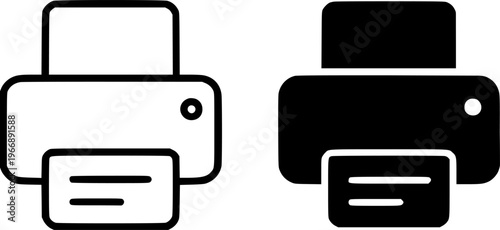 Printer minimalist vector icon illustration, outline and silhouette, for technology design, transparent isolated background