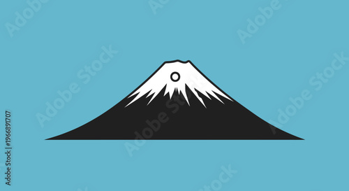 Minimalist Mount Fuji Illustration on Blue Background