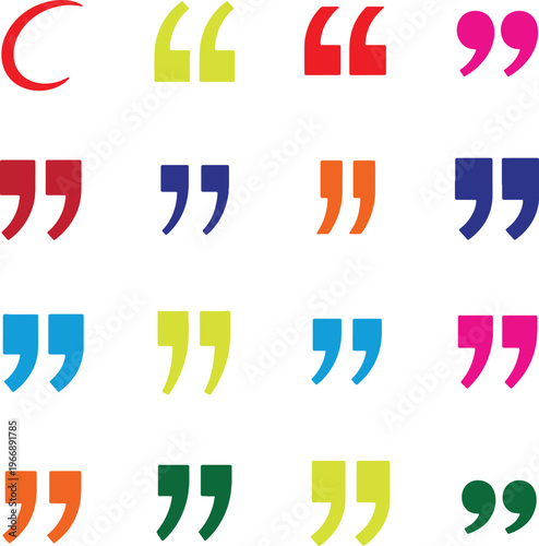 Colorful quotation marks collection a diverse array of punctuation symbols