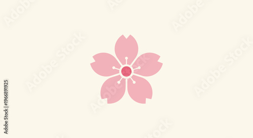 Minimalist Pink Cherry Blossom Flower Icon