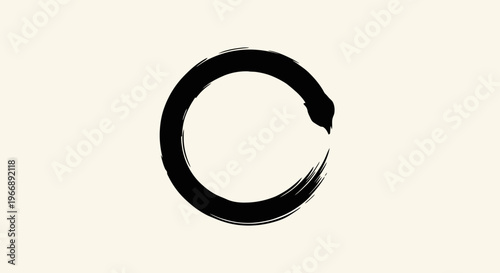 Minimalist Zen Enso Circle Hand Drawn Ink Brush Stroke