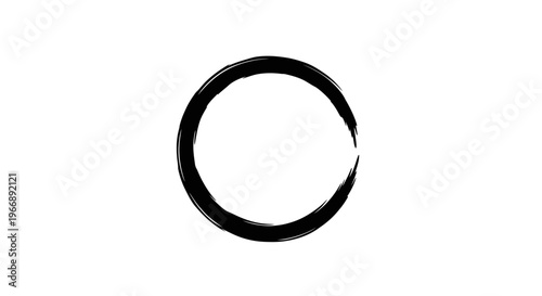 Minimalist Zen Enso Circle Hand Drawn Ink Brush Stroke