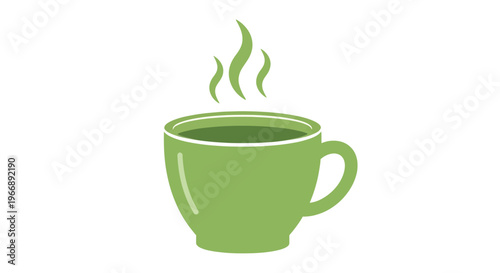 Simple Green Tea Cup Icon Illustration