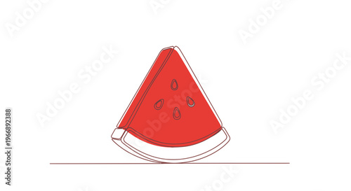 Minimalist Continuous One Line Art Watermelon Slice Illustration Vector Graphic for Summer Design