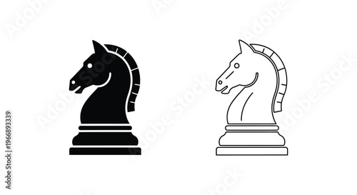 black and white chess knight pieces Vector