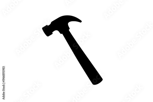 Silhouette of a hammer with claw head on white background